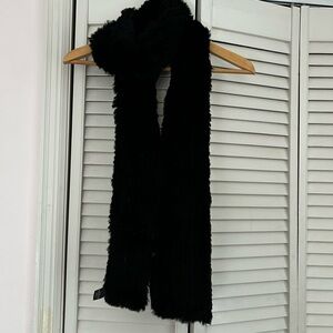 Saks Fifth Avenue Luxe Black Rabbit Fur Scarf